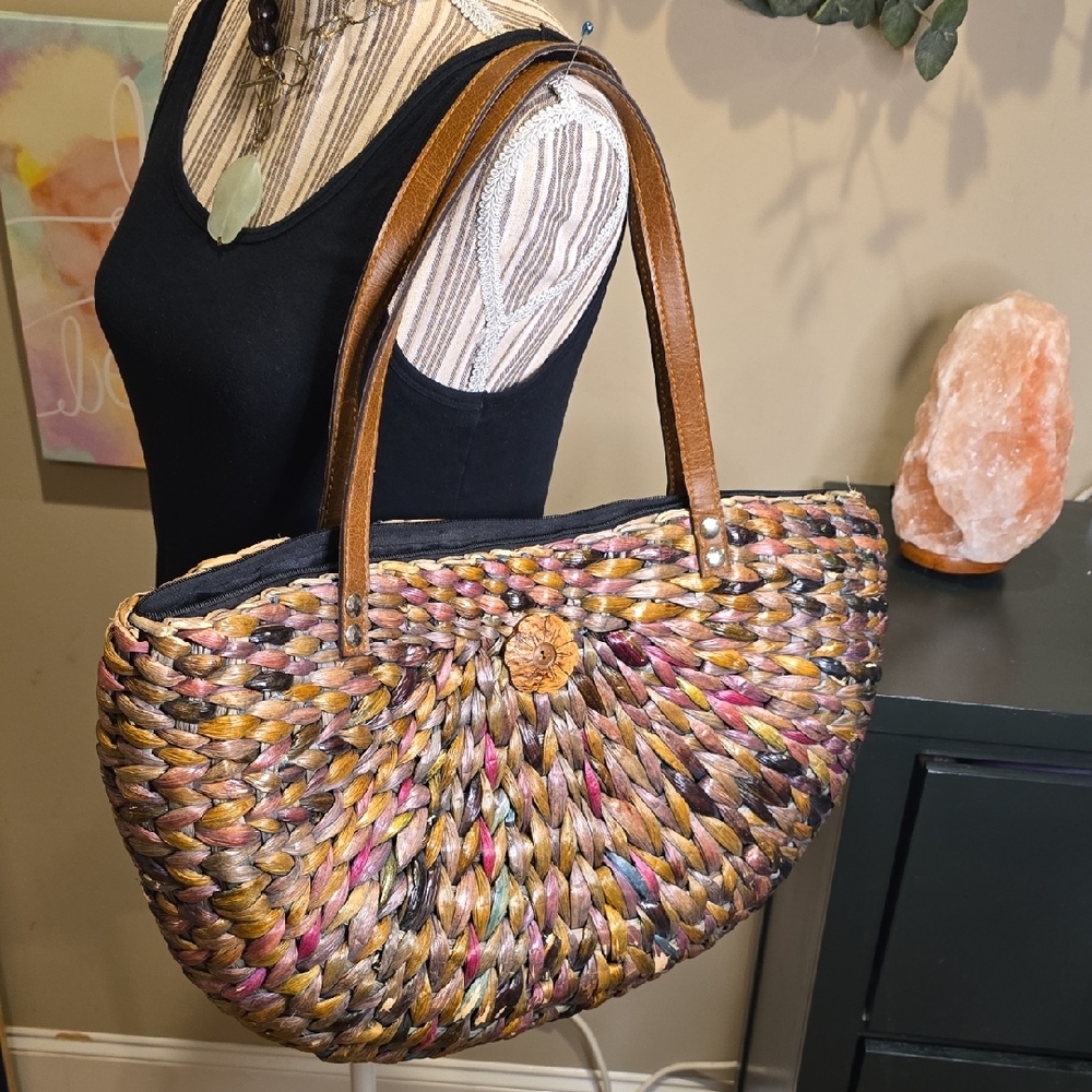Stylish Multicolor Woven Tote Bag